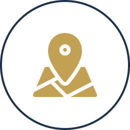 Map pin icon on black background.