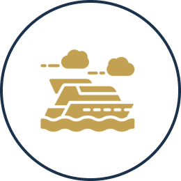 Icon of a ship with clouds above.